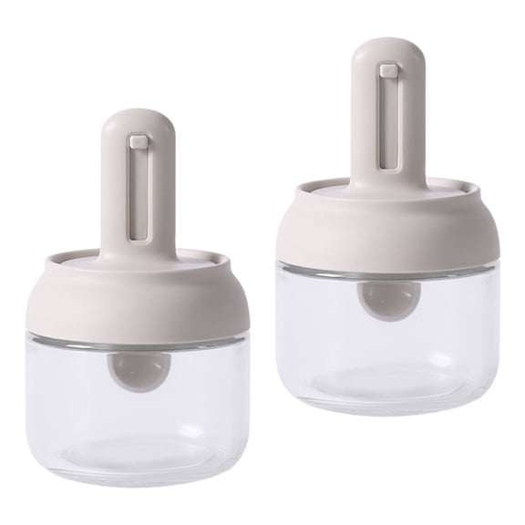 YIEMEEN 2Pcs Camping Friendly Glass Condiment Jars Retractable Spoon Seal Container