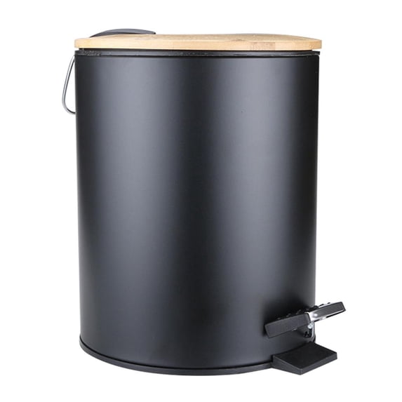 YIEMEEN 3/5L Wooden Flip Step Trash Can Garbage Rubbish Bin Waste Container Organizer