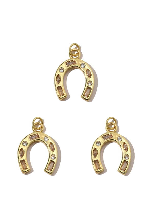 YIEMEEN 3 Pieces 18k Gold Plated Pendants with Cubic Zirconia Jewelry Charm for Women