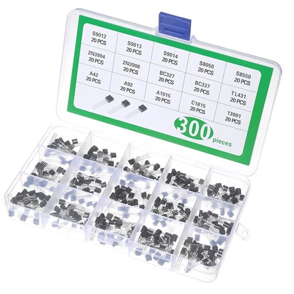 YIEMEEN 300Pcs Triode Transistor Assort S8550 2N3904 2N3906 BC327 BC337 TL431 A42 A92 2SA1015 2SC1815 S9012 S9013 S9014 S8050