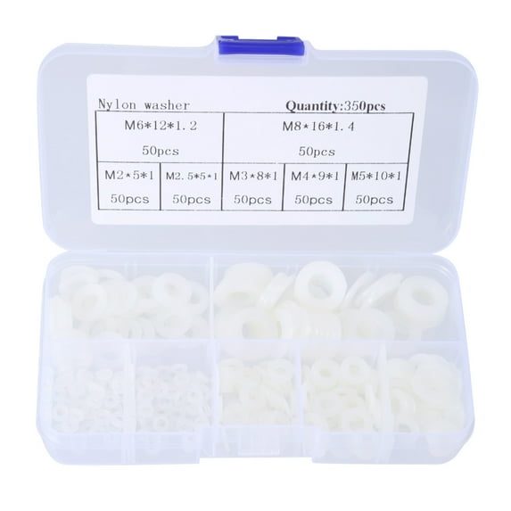 YIEMEEN 350Pcs White Nylon O Rings Assortment Kits 15 Size Sealing Gasket Washers