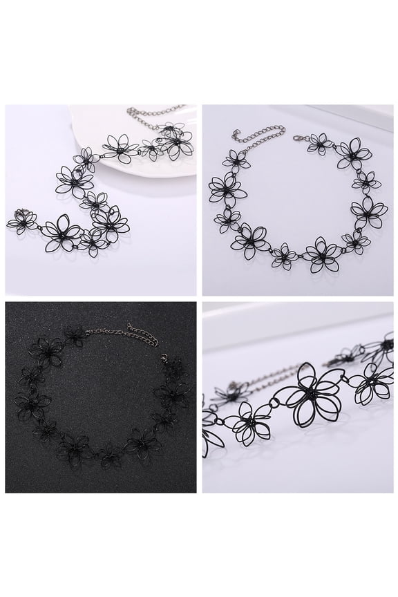 YIEMEEN 36cm Exquisite Black Floral Necklace Tattoo Chokers All-match for Mother's Day