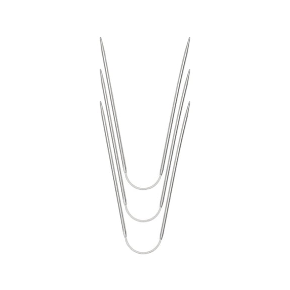 YIEMEEN 3PCS Metal Circular Knitting Needle with Wire Steel Circular Weaving Needle for Sock Blankets Hat Weaving