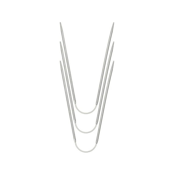 YIEMEEN 3PCS Metal Circular Knitting Needle with Wire Steel Circular Weaving Needle for Sock Blankets Hat Weaving