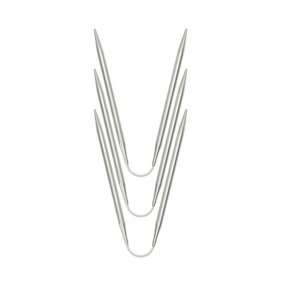 YIEMEEN 3PCS Metal Circular Knitting Needle with Wire Steel Circular Weaving Needle for Sock Blankets Hat Weaving