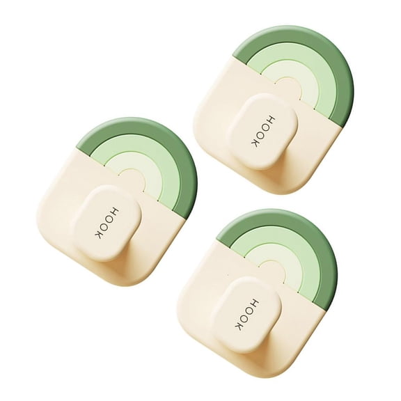 YIEMEEN 3Pcs Removable Adhesive Hooks Rainbow Colorful Wall Hooks Strong Grip For Keys Towels Storage