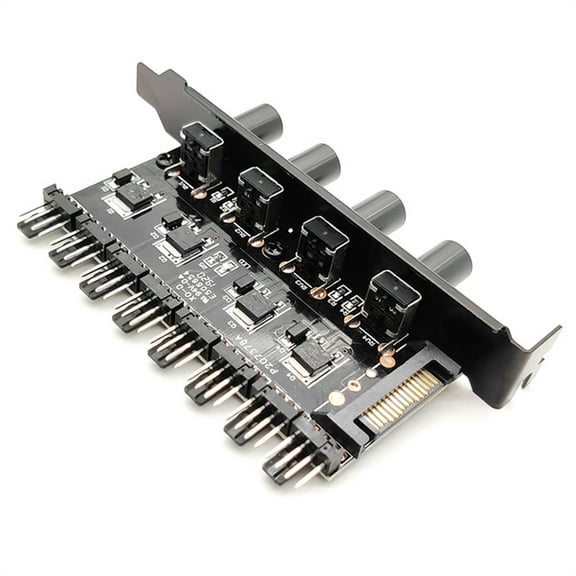 YIEMEEN 3Pin 4Pin Fan Adapter PWM PC Chassis Cooling Fan Hub 8 Way 12V Speed Controller