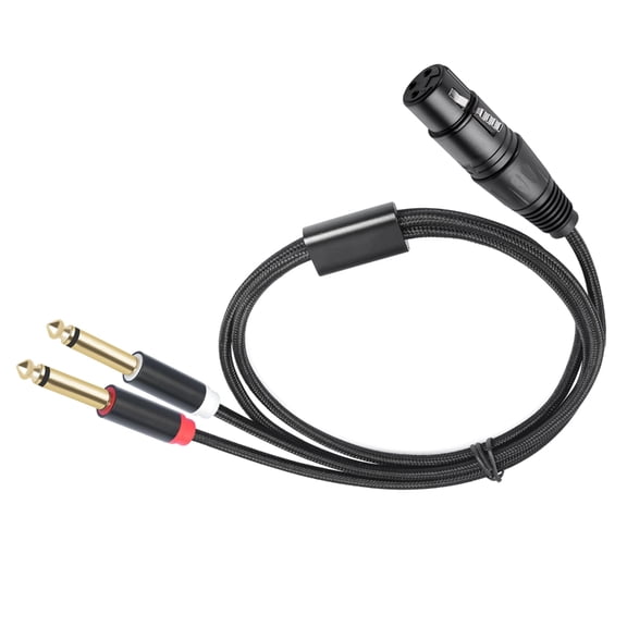 YIEMEEN 3Pin Female to 2x 1/4inch Y Splitters Cable,Female 3Pin to Double 6.35mm Mono Music Converters Adapters Cord