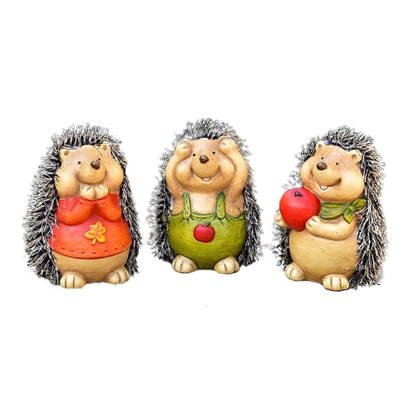 YIEMEEN 3pcs Ceramics Hedgehog Figurines Model Miniature Fairy Garden Decoration