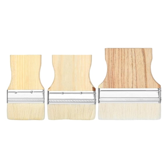 YIEMEEN 3pcs Wide Paint Brush Set with Comfortable Poplars Handle Tool for Oil Acrylic