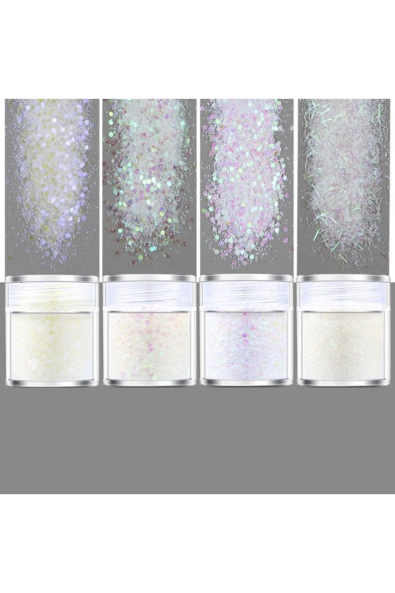YIEMEEN 4 Color Holographic Craft Glitter for Resin Nail Glitter for Body Face Eye Resin Flake Sequin Glitter for Craft Keychain