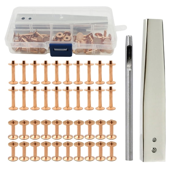 YIEMEEN 40 Sets Rivets and Burrs with 3.5 Rivet Punch Tool for Belt, Wallets