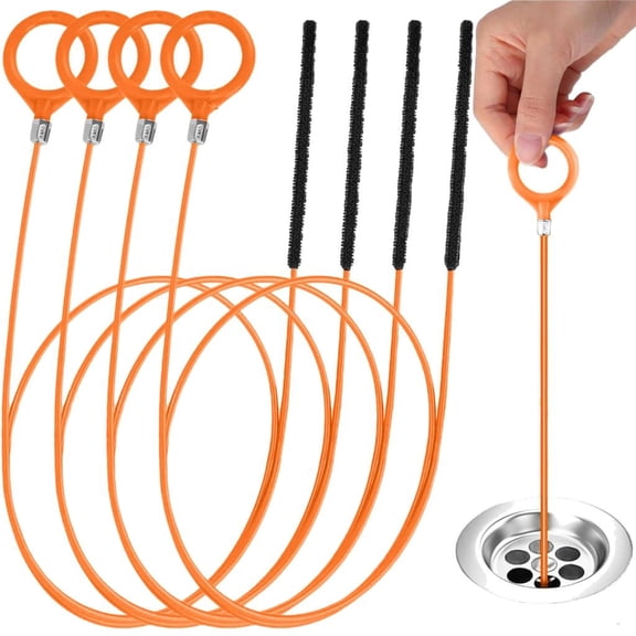 YIEMEEN 4Pcs Drain Unclogger Snake Flexible Plastic Pipe Cleaner Tool for Homes Kitchen