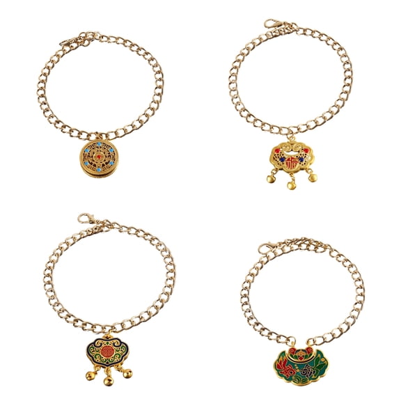 YIEMEEN 4pcs Traditional Pet Pendants Longevities Lock Regulable Prevent Loss Collar for 2024 New Years