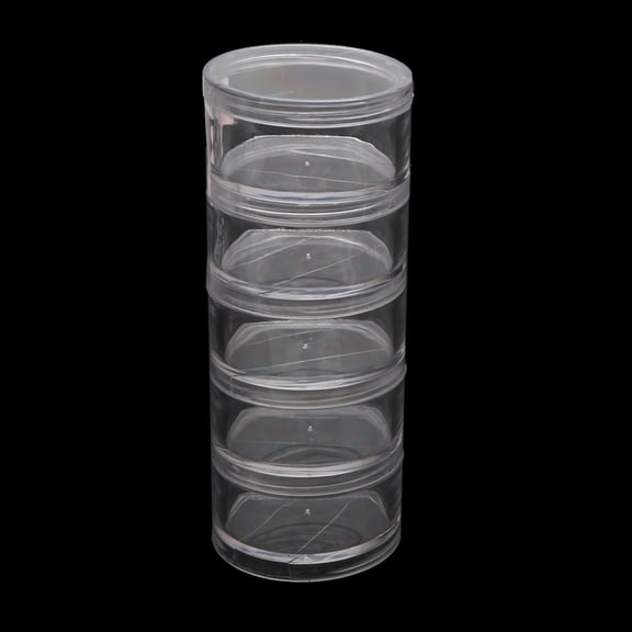 YIEMEEN 5 Layer Cylinder Stackable Bead Containers Plastic Round Clear Storage Organizer Box with Lid for Make Up Nails