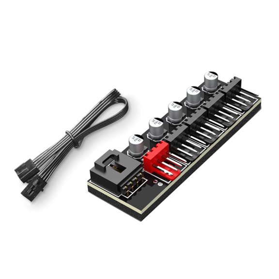 YIEMEEN 5 Port 4Pin Fan Hub For PC Case Cooling System Optimized Airflows Control With Synchronized Speed Adjustment