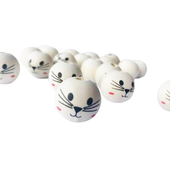 YIEMEEN 50Pcs Round Hole Wooden Smiles Face Beads Sets for DIY Decorations Smiles Beads