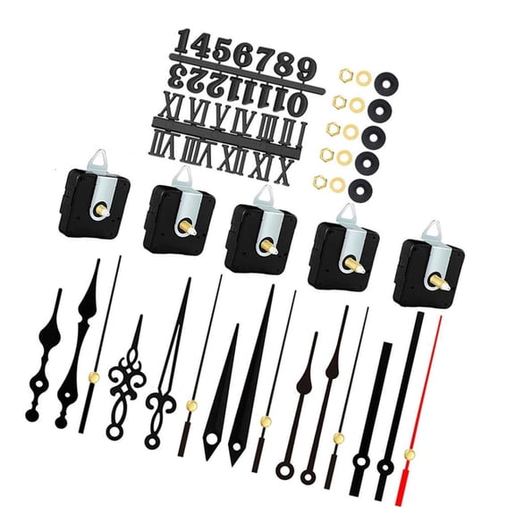 YIEMEEN 5Pieces Quartzs Clock Movement Kits with Hands and Numerals for DIY Clock Making