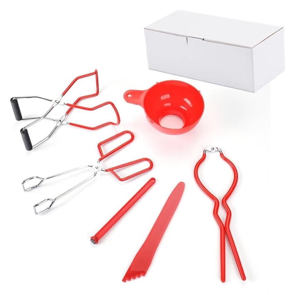 YIEMEEN 6-Piece Canning Lifter Set with Jar Tongs & Basket - Stainless Steel Kitchen Utensils for Boiling, Preserving, Pickling