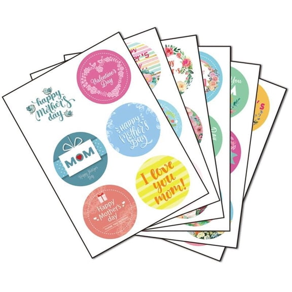 YIEMEEN 6 Sheets/Set Exquisite Mothers Day Sticker Dessert Cake Baking Sealing Stickers
