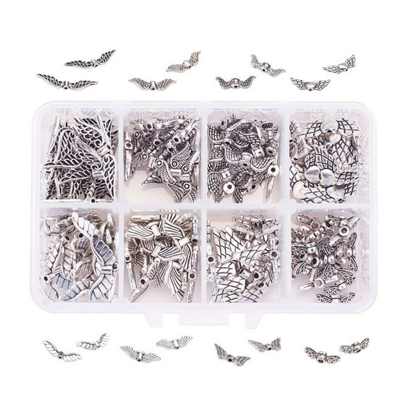YIEMEEN 60/160pcs Angel Wing Small Hole Bead for Jewelry Making Antique Silver DIY Craft