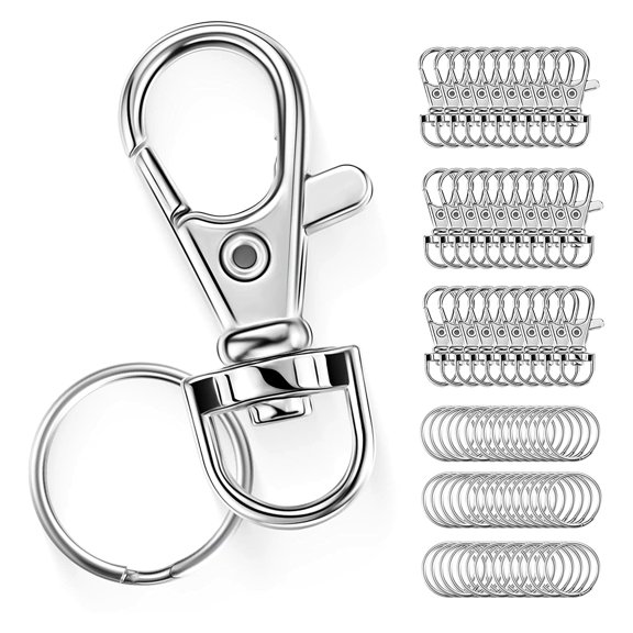 YIEMEEN 60 Pcs/set Rotating Buckle Lanyard Snap Hook Revolving Snap Hook Metal Keychain Clip Lobster Buckle Keychain Crafts