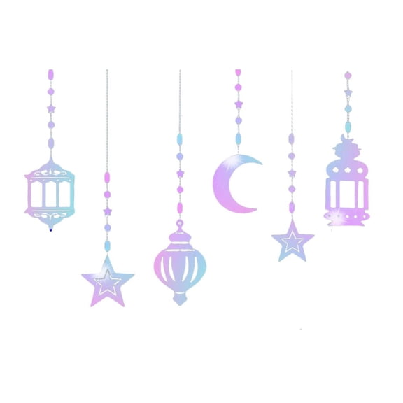 YIEMEEN 6Pcs Eid Mubarak Celebration Hanging Streamers Garlands Ramadans Banners Decors