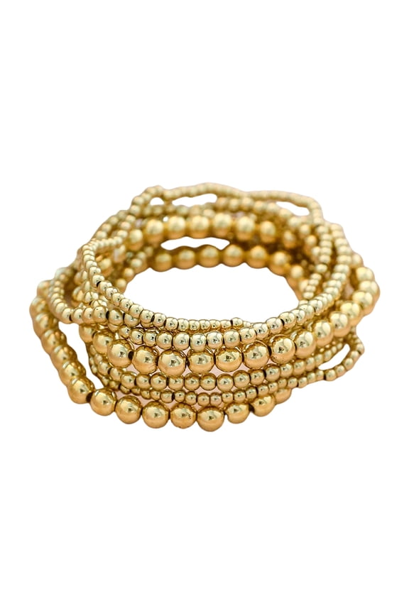 YIEMEEN 7 Pieces Bracelet Set Featuring Gold Geometric Beads for Fashion Lovers