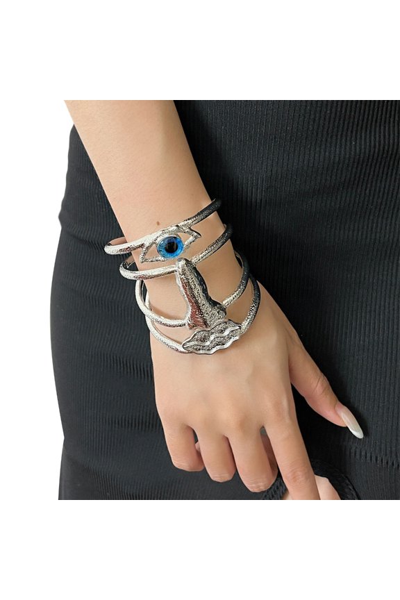 YIEMEEN Adjustable Retro Alloy Bangle Secure Closure Statement Jewelry For All Occasions