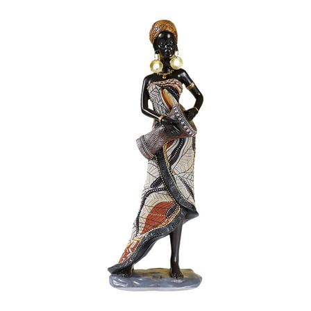 YIEMEEN African Culture Lady Figurine Resins Tribal Woman Statue Home Tabletop Decors