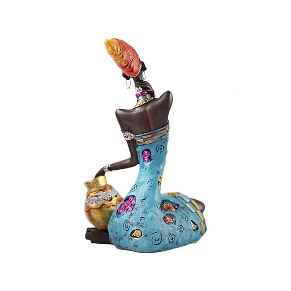 YIEMEEN African Woman Figure Statues Resin Tribal Art Figure Desk Decorations Items Accent African sculpture