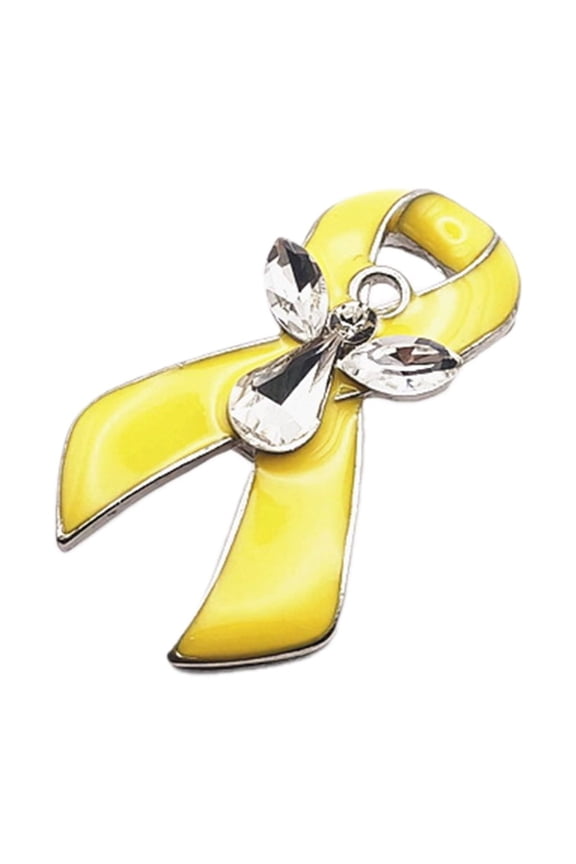 YIEMEEN Angel Yellow Ribbon Brooch Pin Stylish Collar Pin Accessory for Women