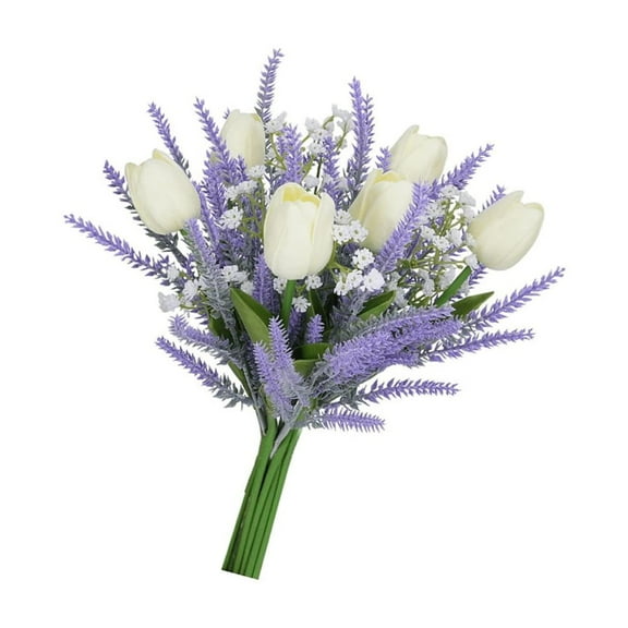 YIEMEEN Artificial Tulips Lavender Bouquet Silk Floral Arrangements for Wedding and Home