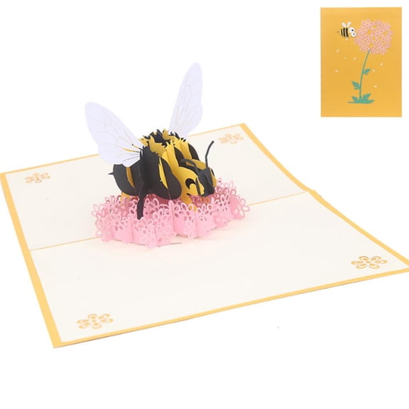 YIEMEEN Bee Flower Greeting Cards Handmade Birthday Wedding Invitation 3D for Pop Up Car
