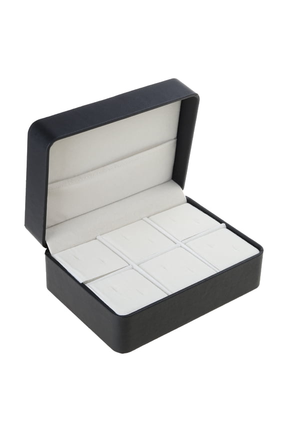 YIEMEEN Black PU Cufflink Organizer Case Elegant Brooch Lapel Pin Hair Pins Storage Box