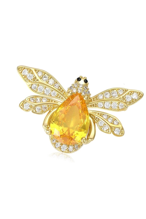 YIEMEEN Blue and Yellow Crystal Bees Pin Alloy Material Sturdy Fashion Brooch Adornment
