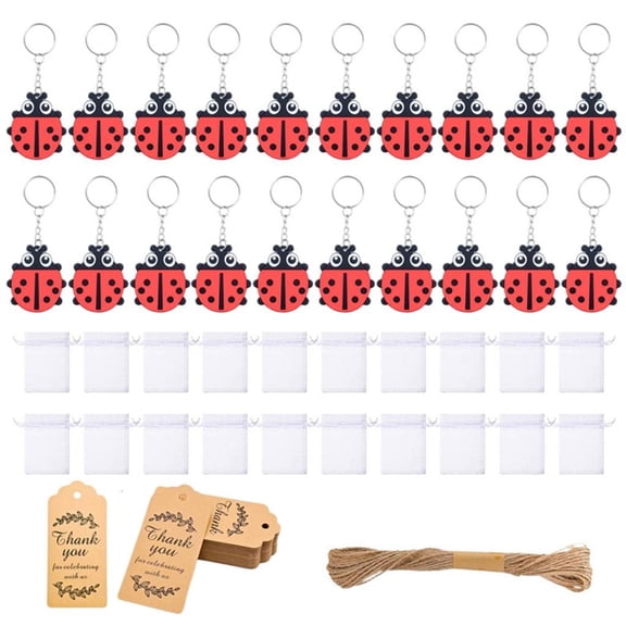 YIEMEEN Bright Ladybugs Keychains Set Party Favors For Kids Guests Durable Materials