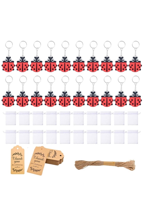 YIEMEEN Bright Ladybugs Keychains Set Party Favors For Kids Guests Durable Materials