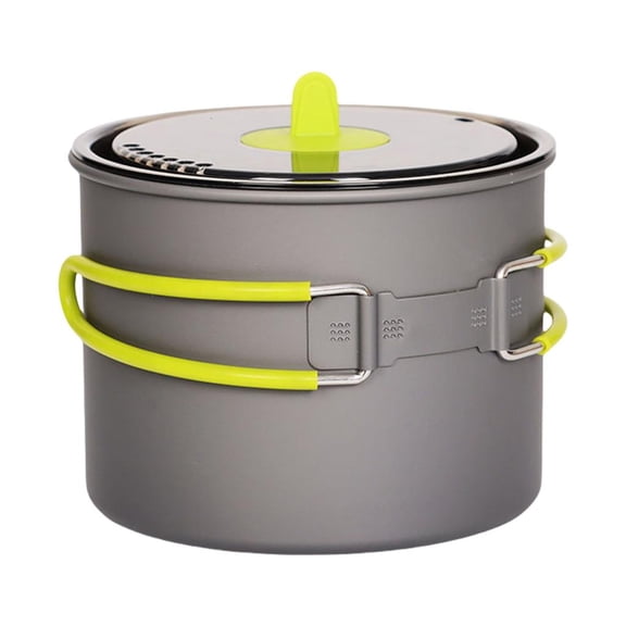 YIEMEEN Camping Cook Pots with Lid and Folding Handle Outdoor Cooking Pots Utensils NonStick Camping Cookware Easy to Clean