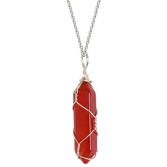 YIEMEEN Carnelian Necklace Crystal Hexagonal Prisms Agate Pendant Jewelry Decorations