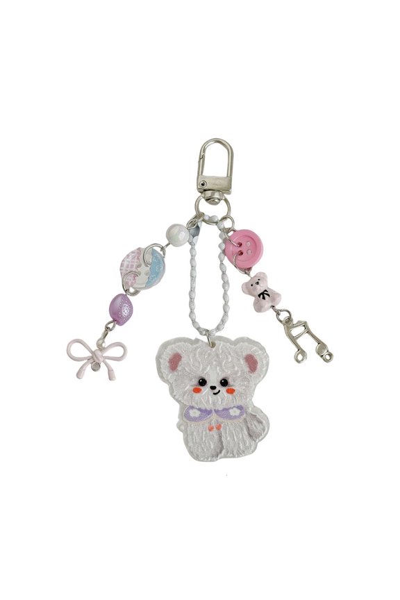 YIEMEEN Cartoon Bear Button Charm Keychain Pendant with Secure Lock Lightweight Portable