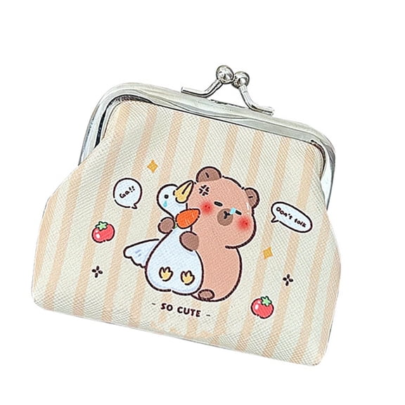 YIEMEEN Cartoon Capybara Change Purse Wallet Small Storage Bag PU Coin Purse