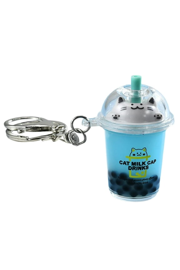 YIEMEEN Cat Bubble Tea Pendant Cartoon Milk Tea Pendants Keyrings Fashionable Acrylic Key Rings Jewelry for Backpacks and Phone