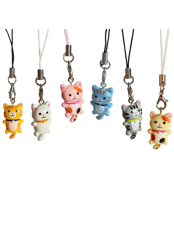 YIEMEEN Charming Cat Keychain Cute Resin Phone Charm with Cartoon Cat Phone Anti-lost Lanyard Phone Strap for Cat Enthusiasts