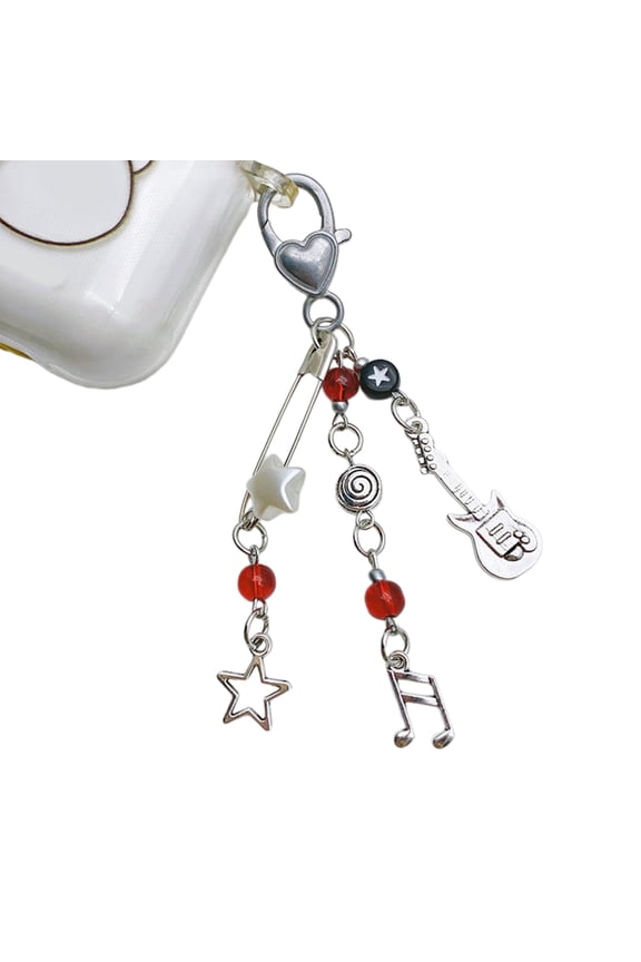 YIEMEEN Chic Phone Charm Versatile Rock Style Guitar Beaded Keychain Bead Phone Strap Acrylic Alloy Material Gift for Couples