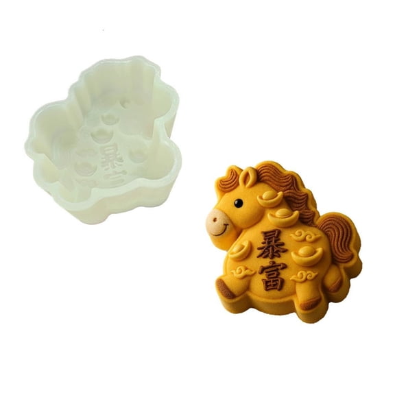 YIEMEEN Chinese Horse Year Silicone Baking Mold with Cartoon Design for Festives Mousse Cake Dessert Easy Demold Reusable Mould