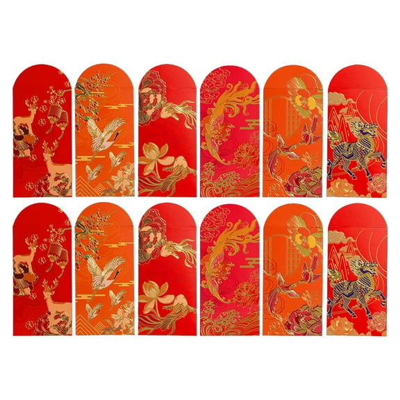 YIEMEEN Chinese Red Envelopes 12 Pcs Engagement Anniversary Hong Bao Supplies for Wedding Birthday Party Gifting Wrapping