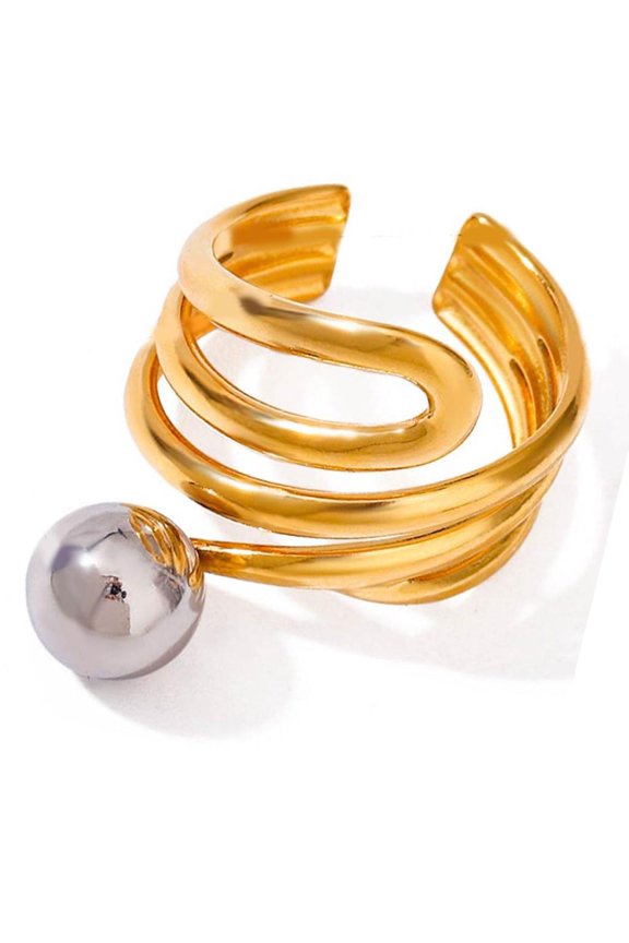 YIEMEEN Contemporary Open Ring Abstract Design Stainless Steel Fashion Finger Accessory