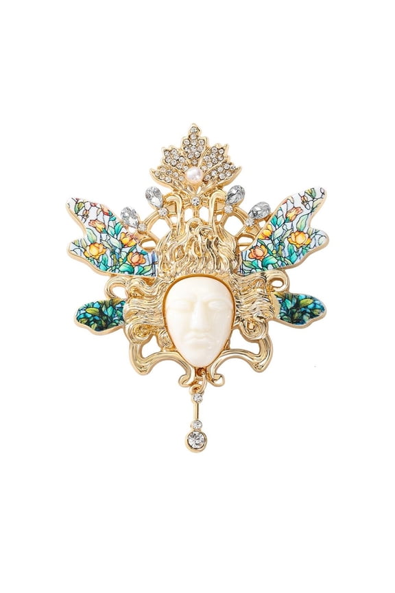 YIEMEEN Corrosion Resistant Zinc Alloy Vintage Wing Head Brooch Pin Stylish Accessory For Women Statement Accessories