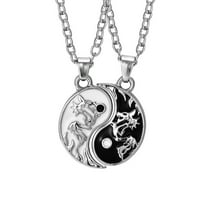 YIEMEEN Couple Necklace Yin Yang Pendant Necklace with Adjustable Chain 2Pcs Jewelry